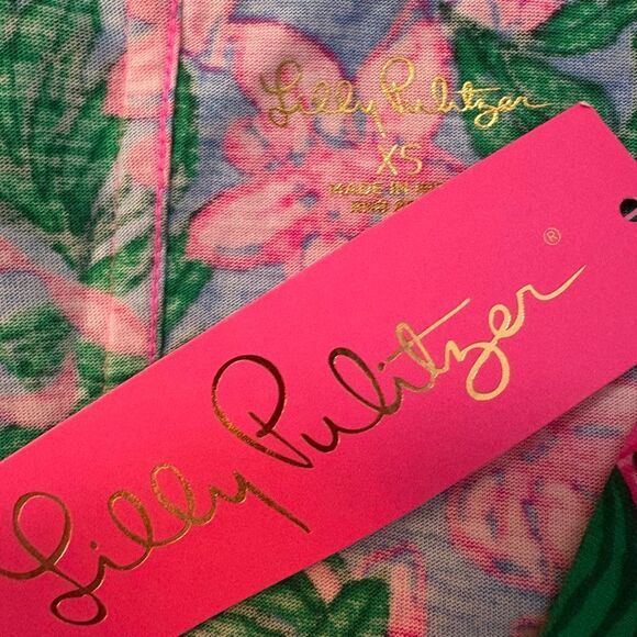 NWT Lilly Pulitzer  Tessa Dress Floral  V-Neck Size XS Tropical Palm Beach - Picture 8 of 9